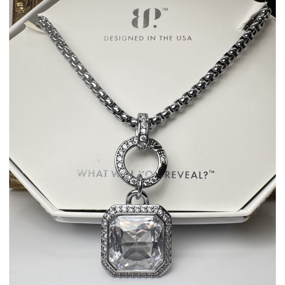 Bomb Party April Necklace NK77955 Blissfully Gorgeous CZ Hematite Pendant